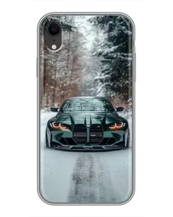 Чохол для iPhone Xr з картинкою «BMW у зимовому лісі»