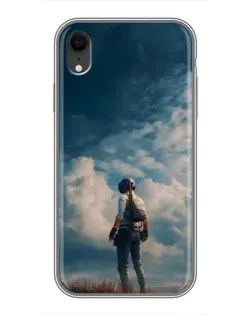 Чохол для iPhone Xr з картинкою «Герой PUBG на скелі»