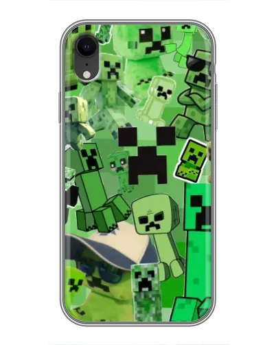 Чехол для iPhone Xr с картинкой «Криперы Minecraft»