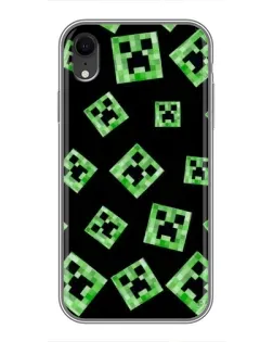 Чехол для iPhone Xr с картинкой «Паттерн с криперами»