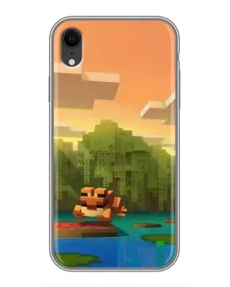 Чехол для iPhone Xr с картинкой «Майнкрафт закат солнца»