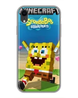 Чехол для iPhone Xr с картинкой «Губка Боб Minecraft»