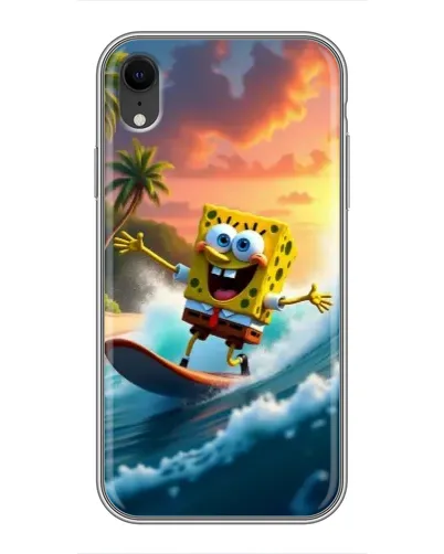 Чехол для iPhone Xr с картинкой «Губка Боб серфингист»