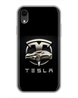 Чохол для iPhone Xr з картинкою «Tesla — срібне авто»