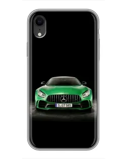 Чохол для iPhone Xr з картинкою «Mercedes — неоновий лого»