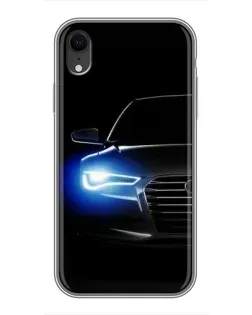 Чехол для iPhone Xr с картинкой «Неоновый взгляд Audi»