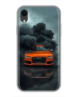 Чехол для iPhone Xr с картинкой «Audi в облаках дыма»