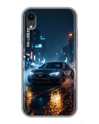Чехол для iPhone Xr с картинкой «Ночной город и Audi»