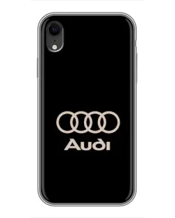 Чехол для iPhone Xr с картинкой «Audi — золотой логотип»