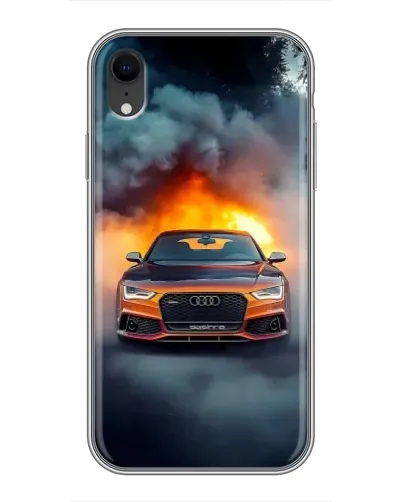 Чехол для iPhone Xr с картинкой «Audi в огненном дыму»