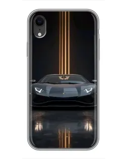 Чехол для iPhone Xr с картинкой «Lamborghini золотые линии»