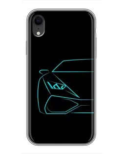 Чехол для iPhone Xr с картинкой «Голубой силуэт Lamborghini»