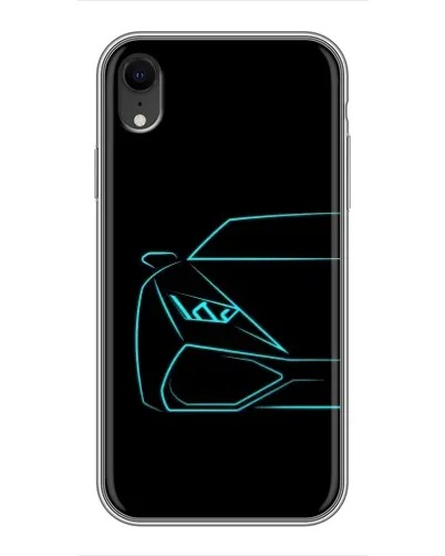Чехол для iPhone Xr с картинкой «Голубой силуэт Lamborghini»