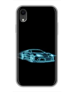 Чехол для iPhone Xr с картинкой «Неоновый контур Lamborghini»