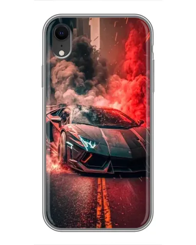 Чехол для iPhone Xr с картинкой «Lamborghini красный дым»