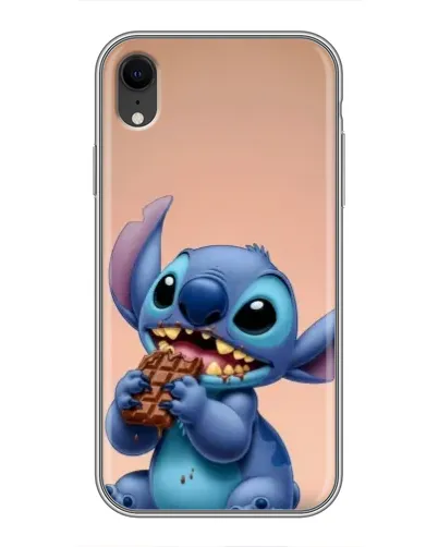Чехол для iPhone Xr с картинкой «Стич ест шоколад»
