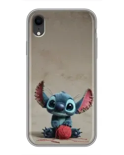 Чехол для iPhone Xr с картинкой «Стич на коричневом фоне»