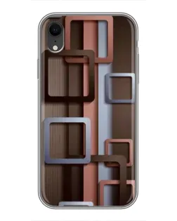 Чехол для iPhone Xr с картинкой «Коричневые объемные квадраты»