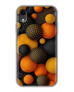 Чехол для iPhone Xr с картинкой «Объемные оранжевые сферы»