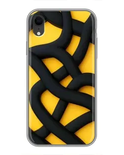 Чехол для iPhone Xr с картинкой «Черное желтое переплетение»