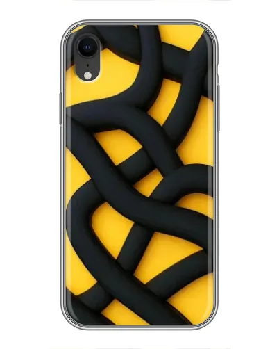 Чехол для iPhone Xr с картинкой «Черное желтое переплетение»