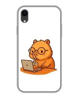 Чохол для iPhone Xr з картинкою «Капібара з ноутбуком»