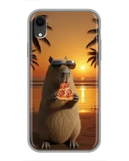 Чохол для iPhone Xr з картинкою «Капібара з піцою»