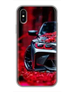 Чохол для iPhone Xs Max з картинкою «Спортивна BMW та квіти»