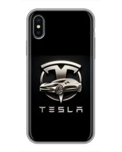 Чохол для iPhone Xs Max з картинкою «Tesla — срібне авто»