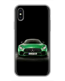 Чохол для iPhone Xs Max з картинкою «Mercedes — неоновий лого»