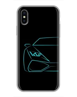 Чохол для iPhone Xs Max з картинкою «Блакитний силует Lamborghini»