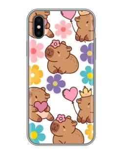 Чохол для iPhone Xs Max з картинкою «Квітковий паттерн капібар»