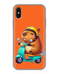 Чохол для iPhone Xs Max з картинкою «Капібара на скутері»