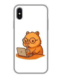 Чохол для iPhone Xs Max з картинкою «Капібара з ноутбуком»