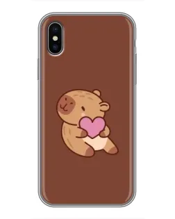 Чохол для iPhone Xs Max з картинкою «Капібара з серцем»