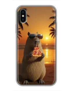 Чохол для iPhone Xs Max з картинкою «Капібара з піцою»