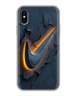 Чехол для iPhone Xs с картинкой «Объемный логотип Найк»