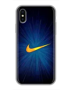 Чехол для iPhone Xs с картинкой «Синий пульс Nike» Чехол для iPhone Xs с картинкой «Синий пульс Nike»
