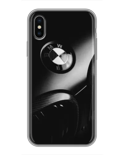 Чехол для iPhone Xs с картинкой «Эмблема BMW — макро»