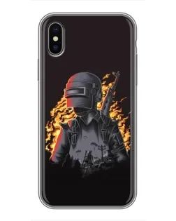 Чохол для iPhone Xs з картинкою «PUBG — вогняний силует»