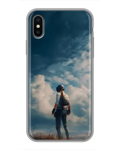 Чохол для iPhone Xs з картинкою «Герой PUBG на скелі»