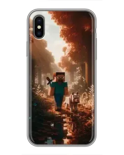 Чехол для iPhone Xs с картинкой «Стив в лесу»