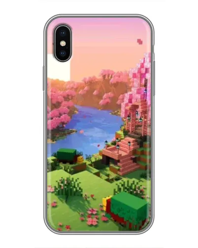 Чехол для iPhone Xs с картинкой «Розовое дерево Minecraft» Чехол для iPhone Xs с картинкой «Розовое дерево Minecraft»