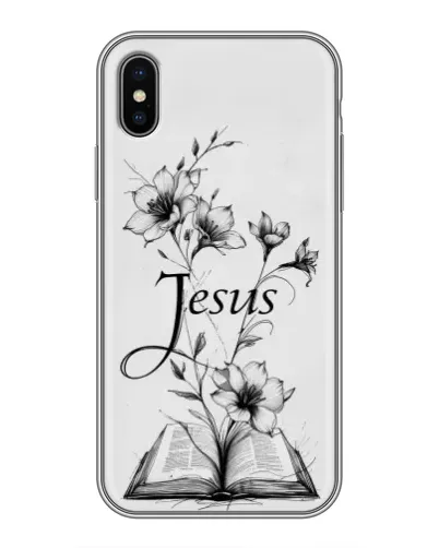 Чехол для iPhone Xs с картинкой «Цветы и Библия»