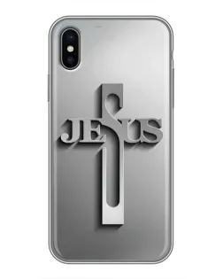Чохол для iPhone Xs з картинкою «Металевий хрест Jesus»
