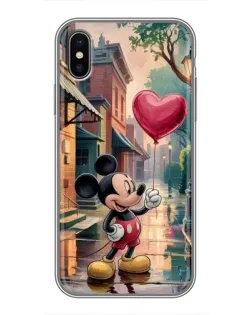 Чехол для iPhone Xs с картинкой «Микки и шарик-сердце»