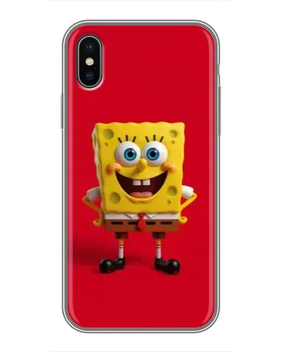 Чехол для iPhone Xs с картинкой «Спанч Боб на красном»