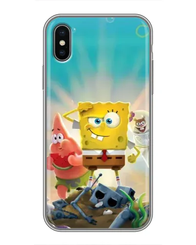 Чехол для iPhone Xs с картинкой «Спанч Боб победитель»