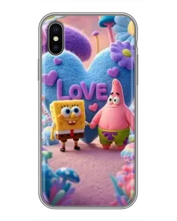 Чехол для iPhone Xs с картинкой «Губка Боб Патрик»