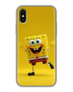 Чехол для iPhone Xs с картинкой «Позитивный Губка Боб»